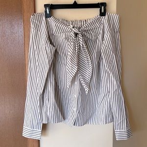 H&M Off The Shoulder Button Down Blouse